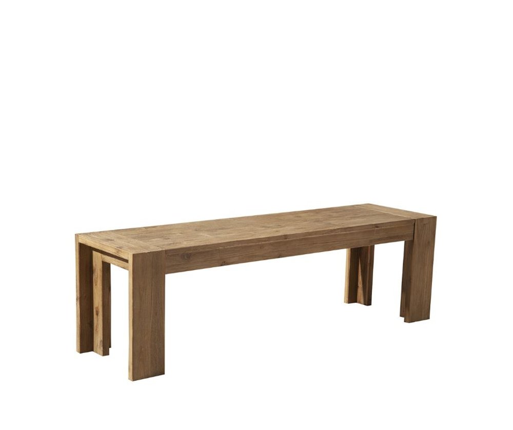 58" Natural Distressed Solid Wood Dining Bench. Bench isolated on a plain white background, showing a tan wood surface.
