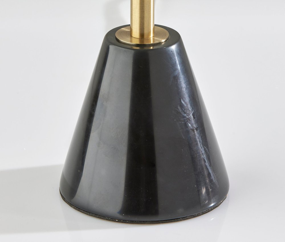 28" Black and Gold Marble and Metal Table Lamp With Beige Drum Shade. Table lamp isolated on a plain white background, finished in beige metal.