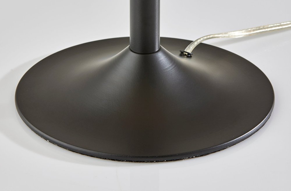 24" Antiqued Bronze Metal Candlestick Table Lamp With Off White Globe Shade. Table lamp isolated on a plain white background, finished in off-white metal.