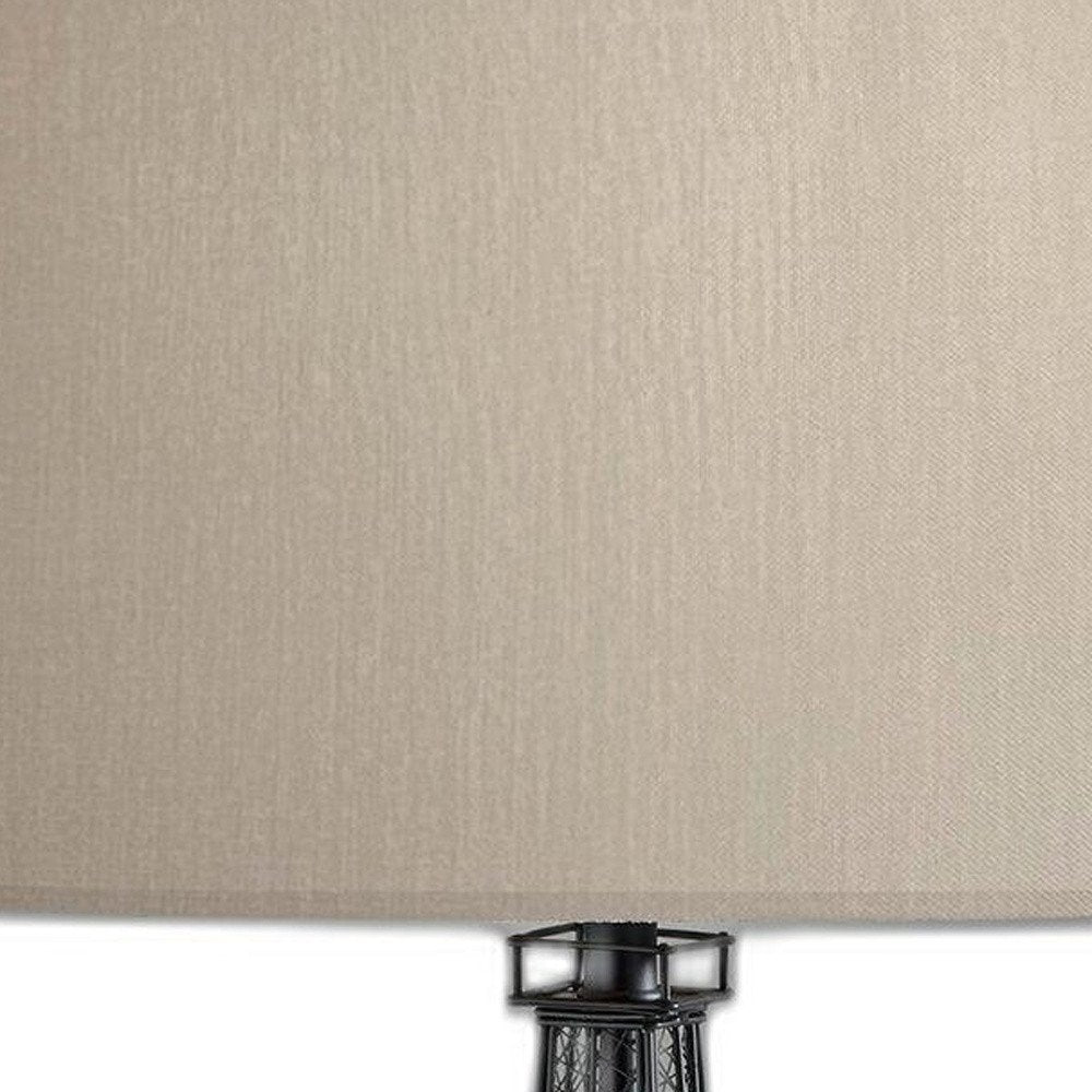 25" Black Acrylic Paris Desk Table Lamp With White Drum Shade detail shot of the white finish.
