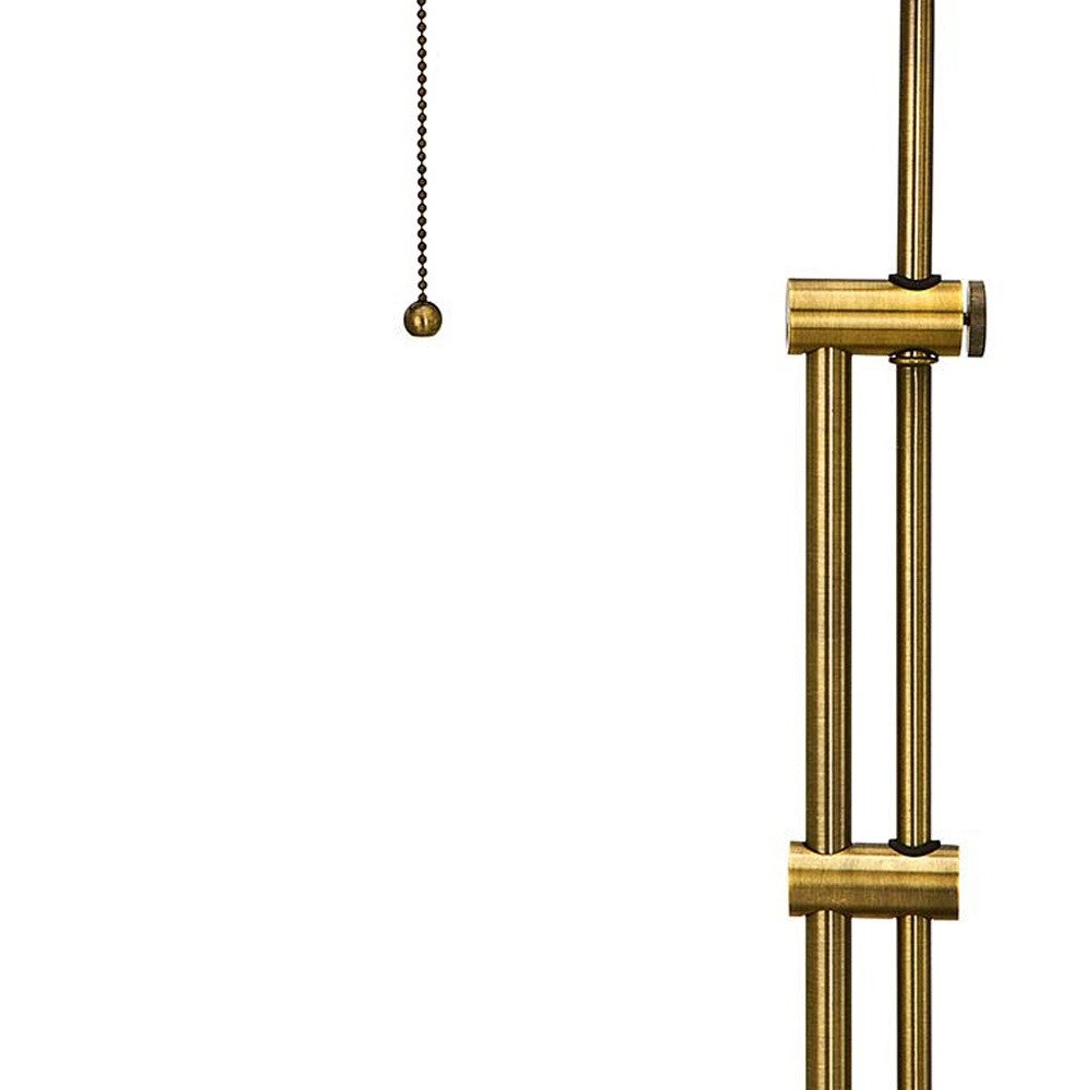 26" Bronze Metal Adjustable Table Lamp With Antiqued Brass Rectangular Shade. Table lamp isolated on a plain white background, in a bronze metal finish.