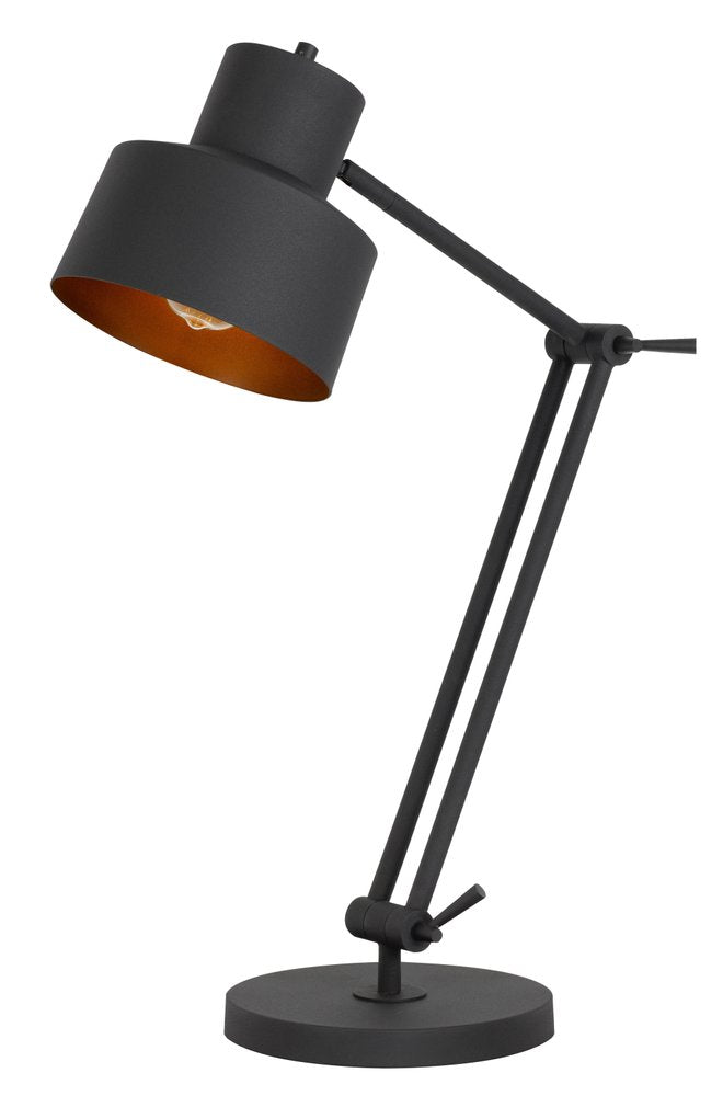 33" Black Metal Adjustable Desk Table Lamp. Table lamp isolated on a plain white background, finished in black metal.