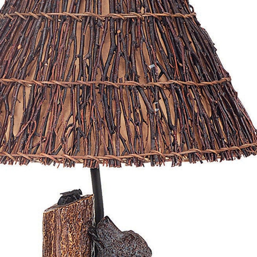 29" Gray Novelty Table Lamp With Brown Empire Shade. Table lamp in gray.