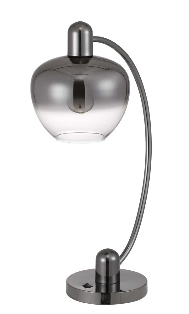 27" Gunmetal Metal Table Lamp With Silver Metallic Globe Shade. Table lamp isolated on a plain white background, in a silver metal finish.