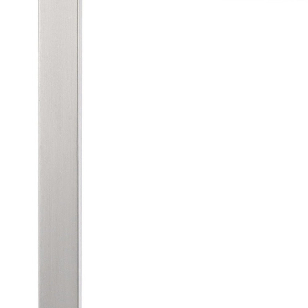 25" Nickel Metal Desk USB Table Lamp With White Shade. Table lamp isolated on a plain white background, finished in silver metal.