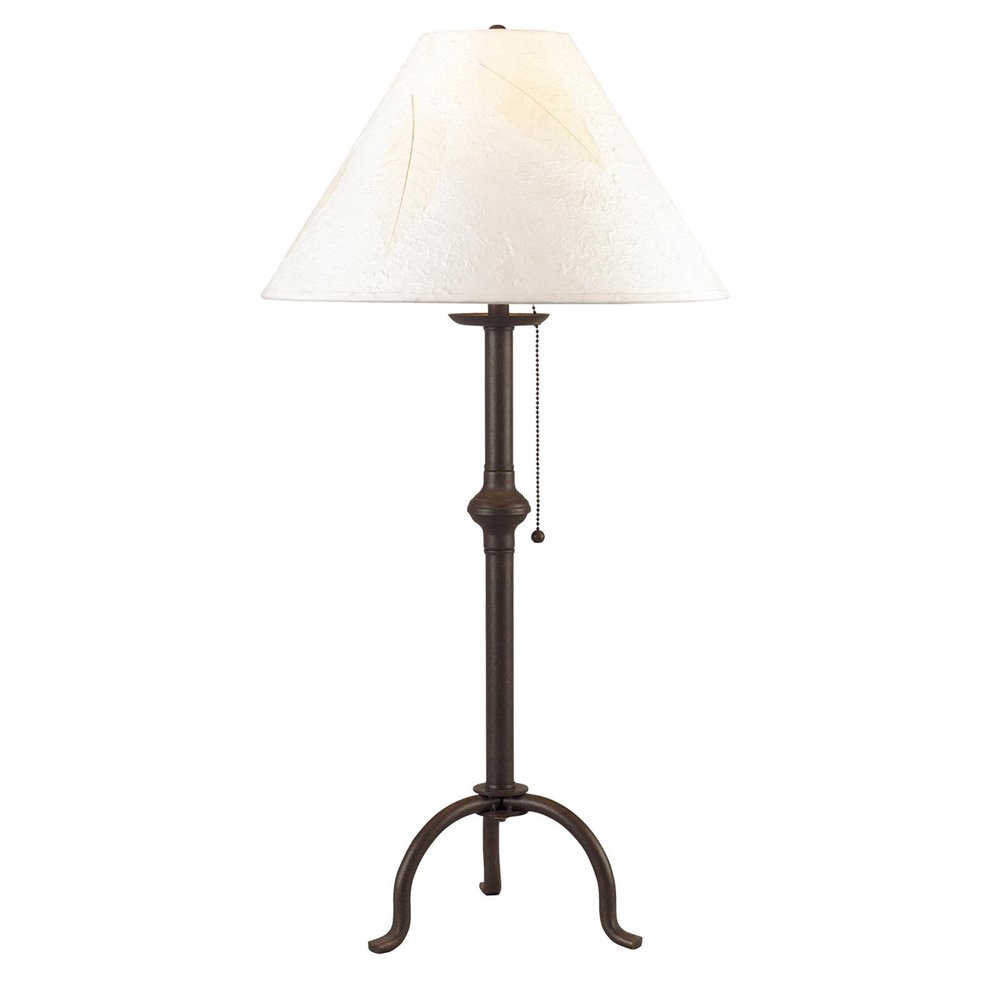 32" Black Metal Table Lamp With Off White Empire Shade. Table lamp isolated on a plain white background, showing a off-white metal surface.