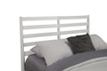 White Slat Back Solid Wood Queen Bed Frame on a white background