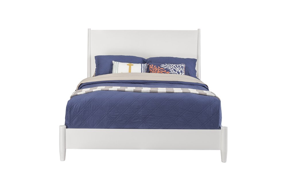 White Solid Wood California King Bed Frame on a white background