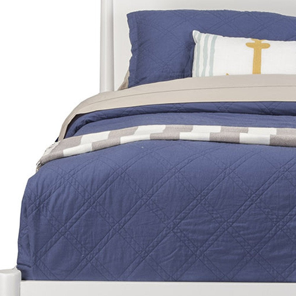 White Solid Wood King Bed Frame - 52" H x 86" W x 81" D