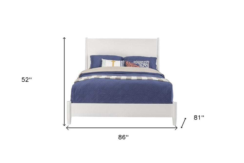White Solid Wood King Bed Frame - 52" H x 86" W x 81" D on a white background