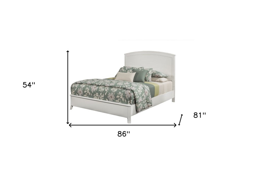 White Solid Wood King Bed Frame - 54" H x 86" W x 81" D on a white background