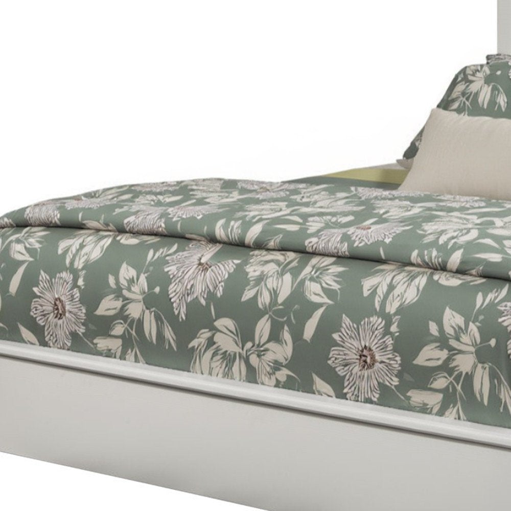 White Solid Wood King Bed Frame - 54" H x 86" W x 81" D on a white background