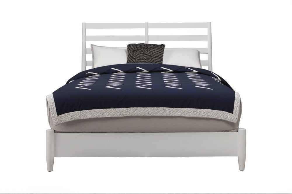 White Slat Back Solid Wood Full Bed Frame