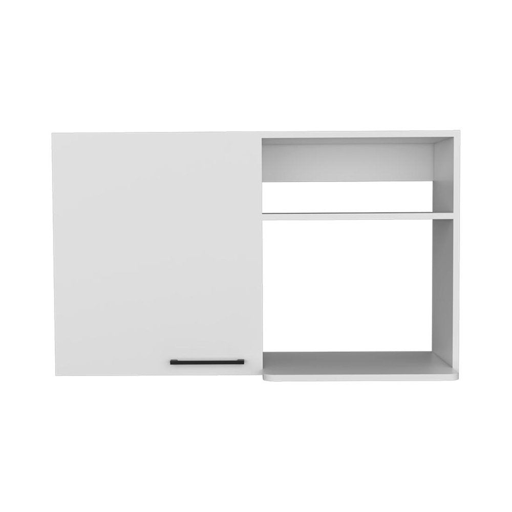 39" White Wood Wall Mounted Accent Cabinet With Single Door. Cabinet isolated on a plain white background, in a white wood finish.