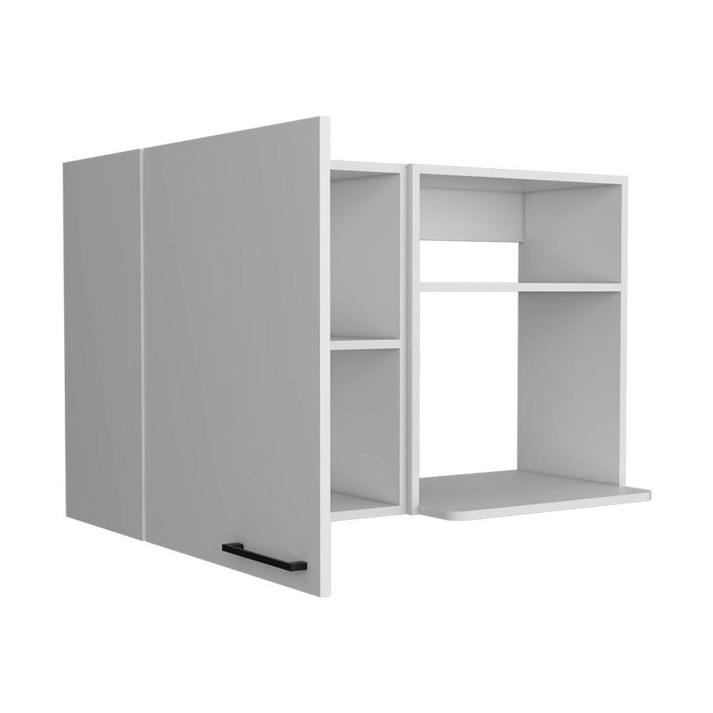 39" White Wood Wall Mounted Accent Cabinet With Single Door