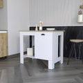 White and Natural 35" Kitchen Island With Storage in a home interior