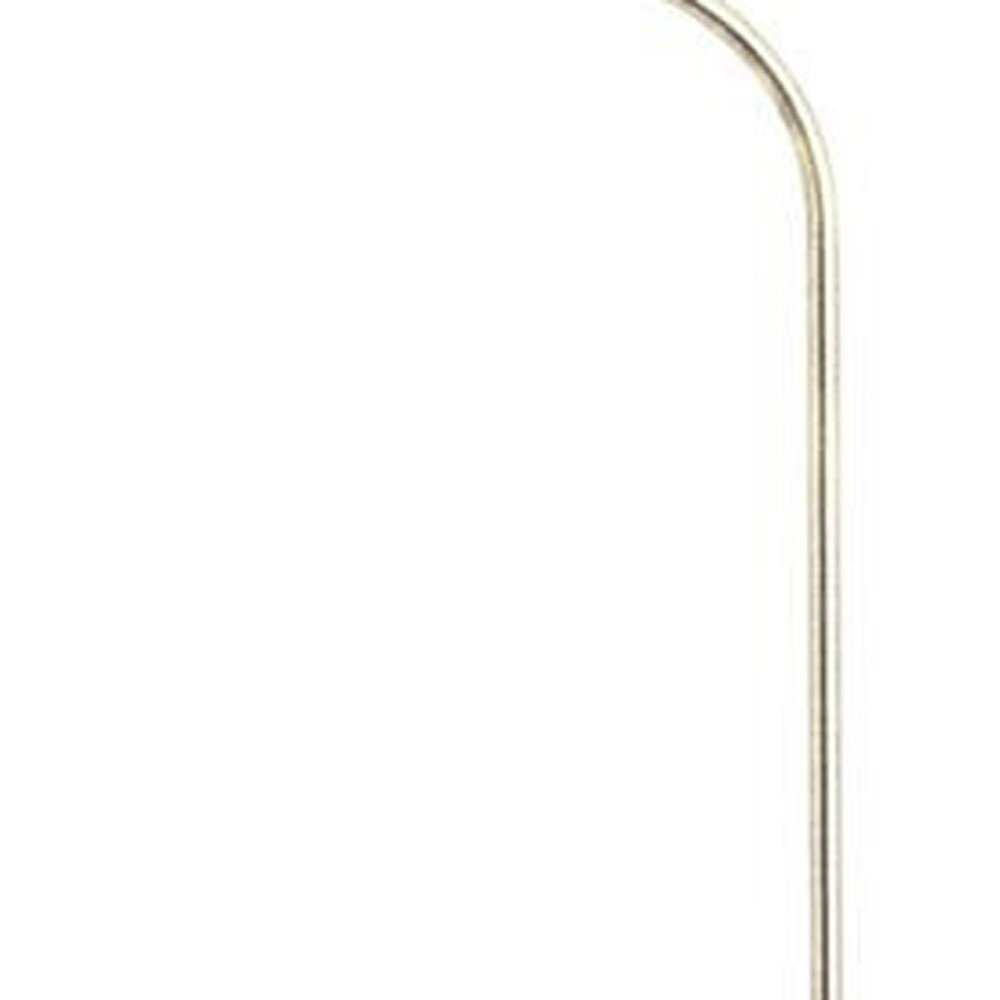 68" Nickel Adjustable Floor Lamp With White Fabric Empire Shade. Floor lamp isolated on a plain white background, finished in silver metal.