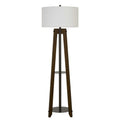 65" Brown Tripod Floor Lamp With White Rectangular Shade