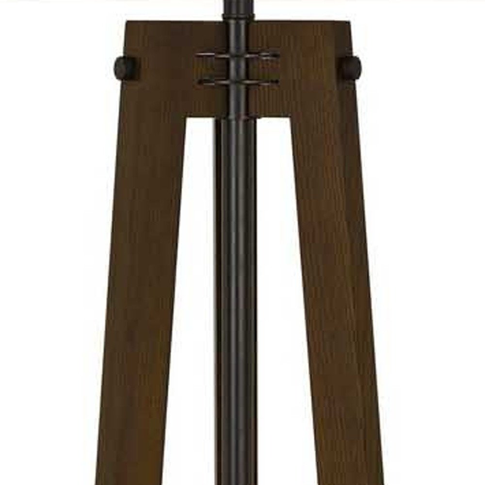 65" Brown Tripod Floor Lamp With White Rectangular Shade. Floor lamp isolated on a plain white background, showing a brown metal surface.