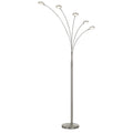 72" Nickel Five Light Led Arc Floor Lamp on a white background