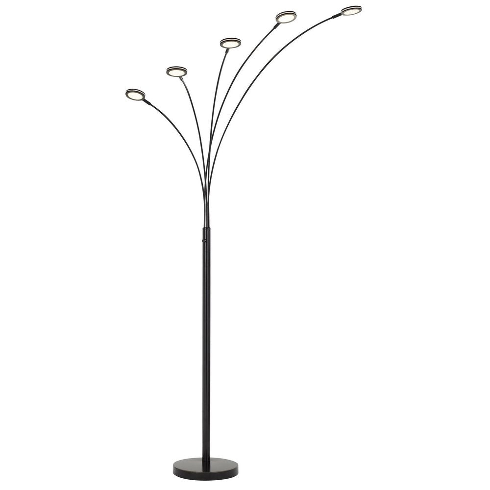 72" Bronze Five Light LED Arc Floor Lamp on a white background