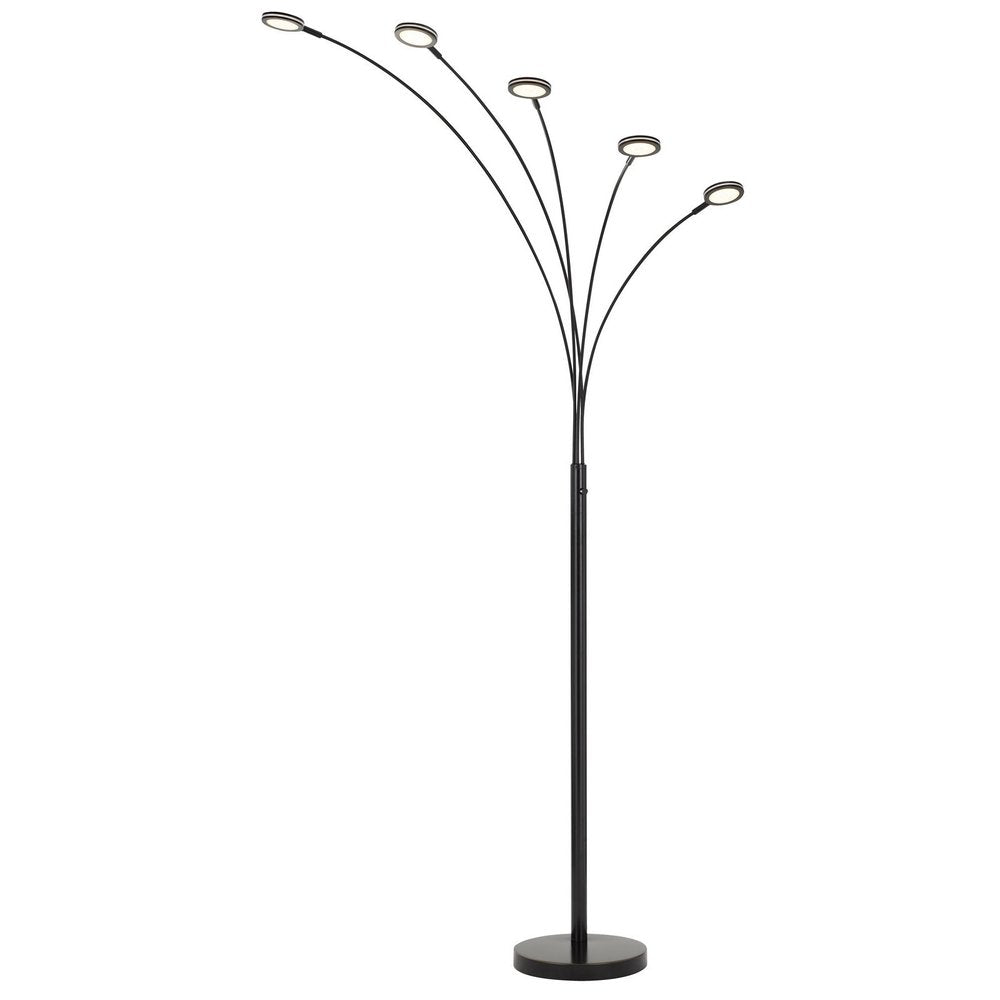 72" Bronze Five Light LED Arc Floor Lamp on a white background