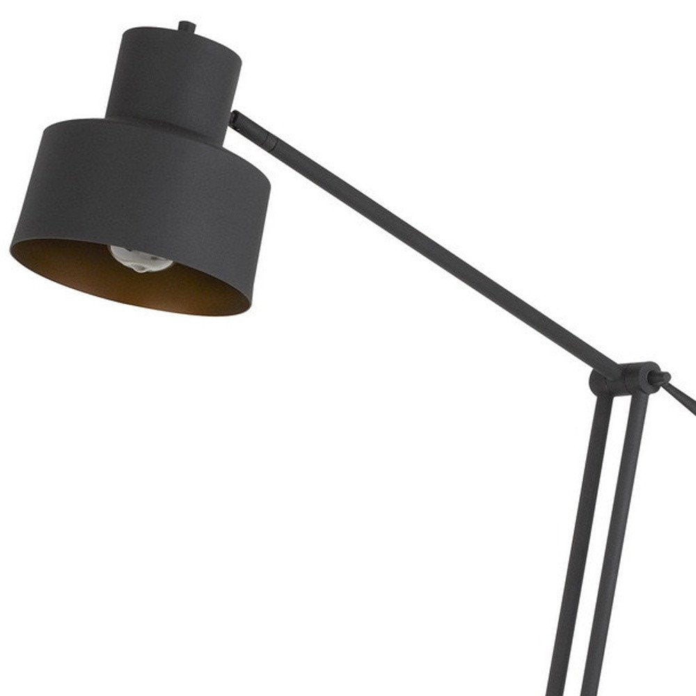 65" Black Adjustable Traditional Shaped Floor Lamp With Black Dome Shade. Floor lamp isolated on a plain white background, showing a black metal surface.