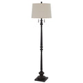 63" Rust Two Light Floor Lamp With Beige Fabric Square Shade