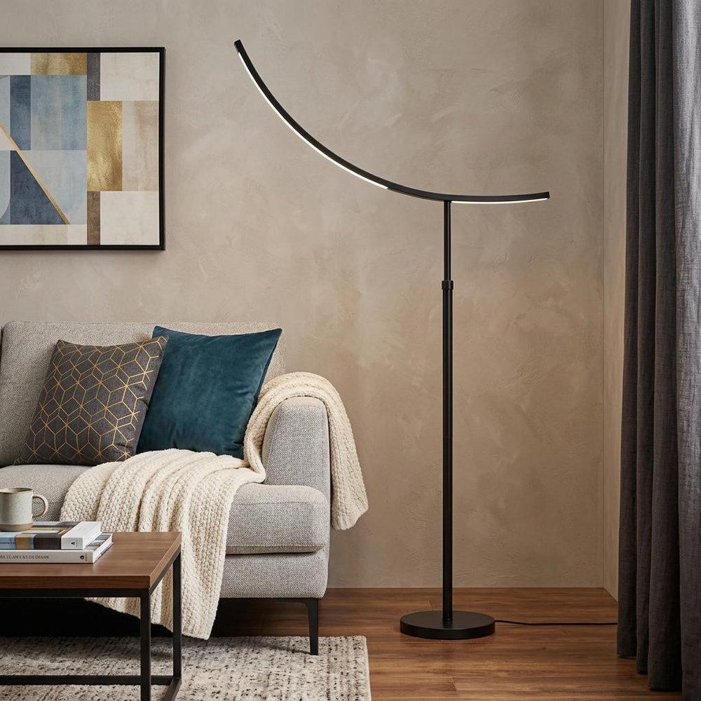 74" Bronze Adjustable Led Traditional Shaped Floor Lamp in a home interior