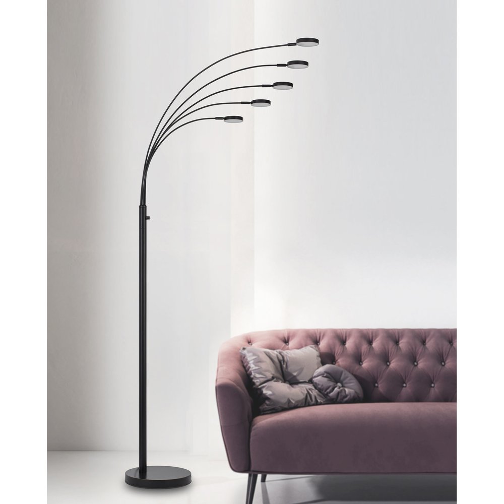 82" Bronze Five Light Led Arc Floor Lamp on a white background
