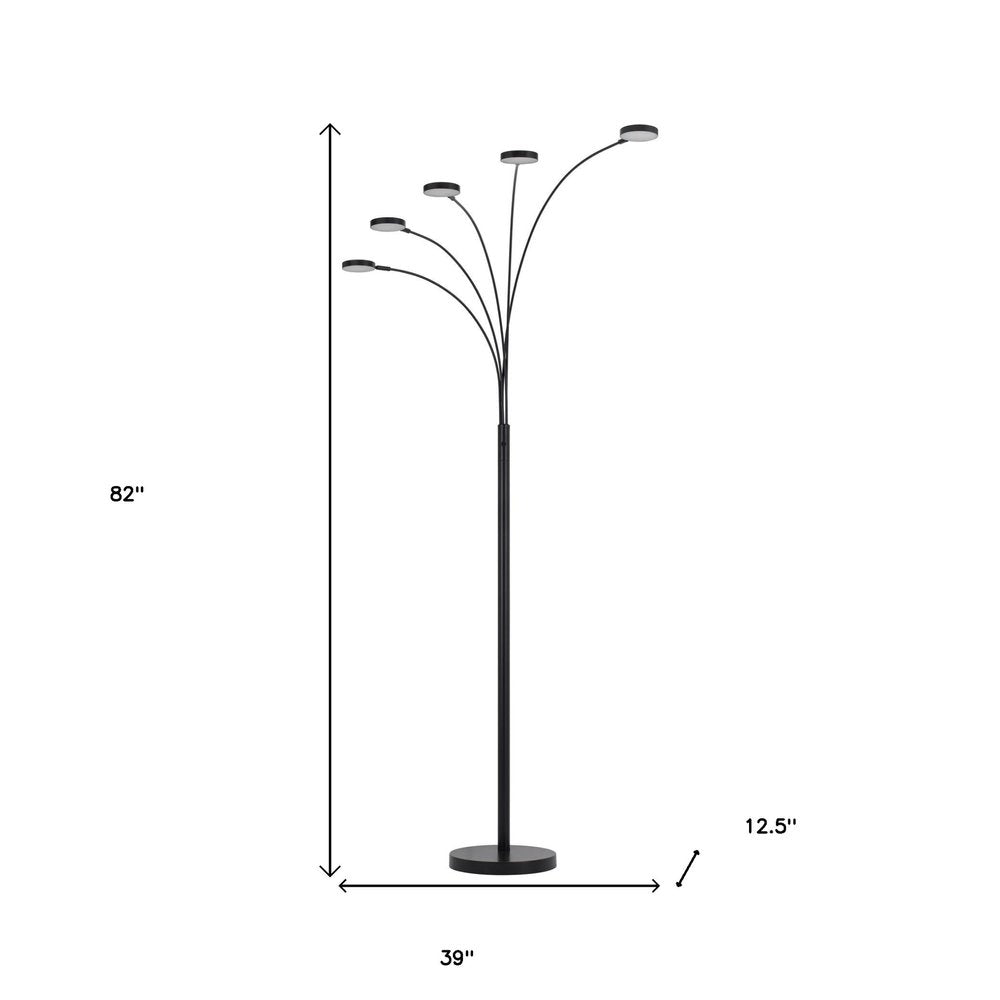 82" Bronze Five Light Led Arc Floor Lamp on a white background