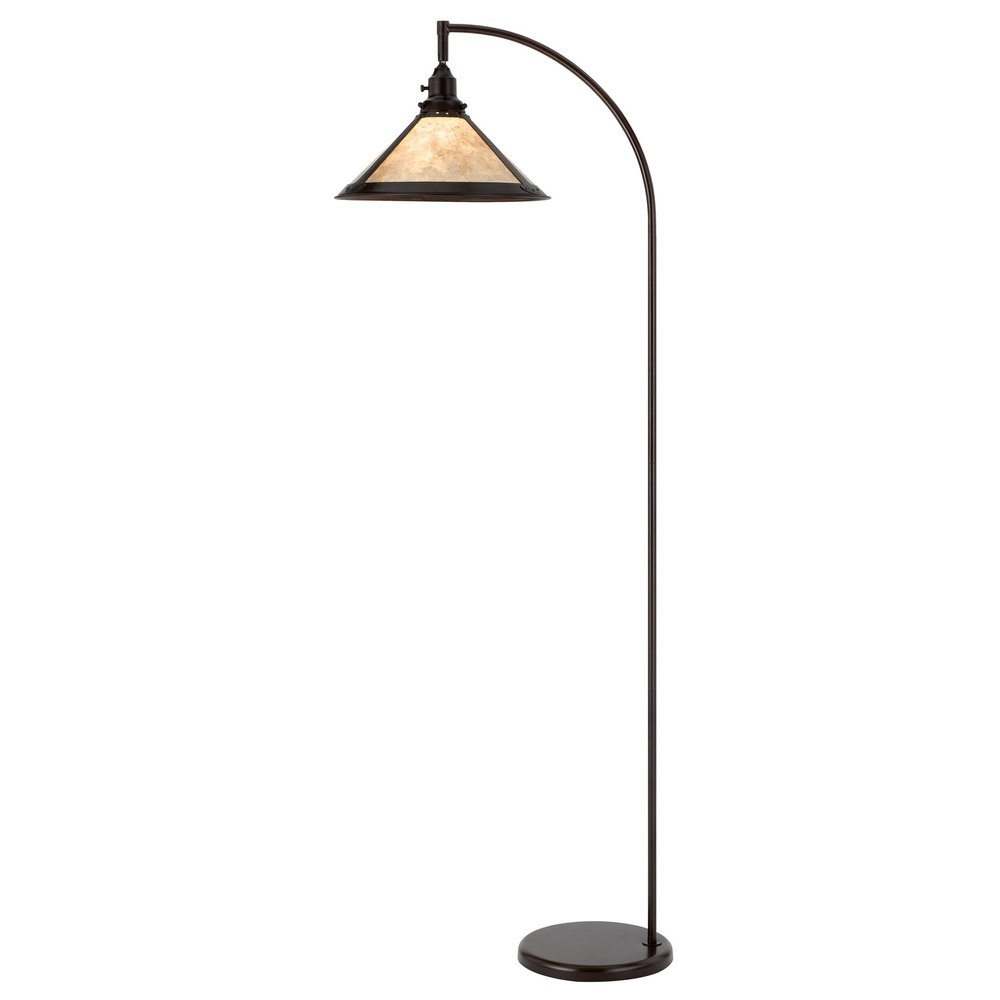 65" Bronze Traditional Shaped Floor Lamp With White Empire Shade. Floor lamp isolated on a plain white background, showing a metal surface.