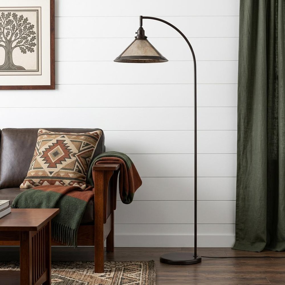 65" Bronze Traditional Shaped Floor Lamp With White Empire Shade. Floor lamp in white metal.