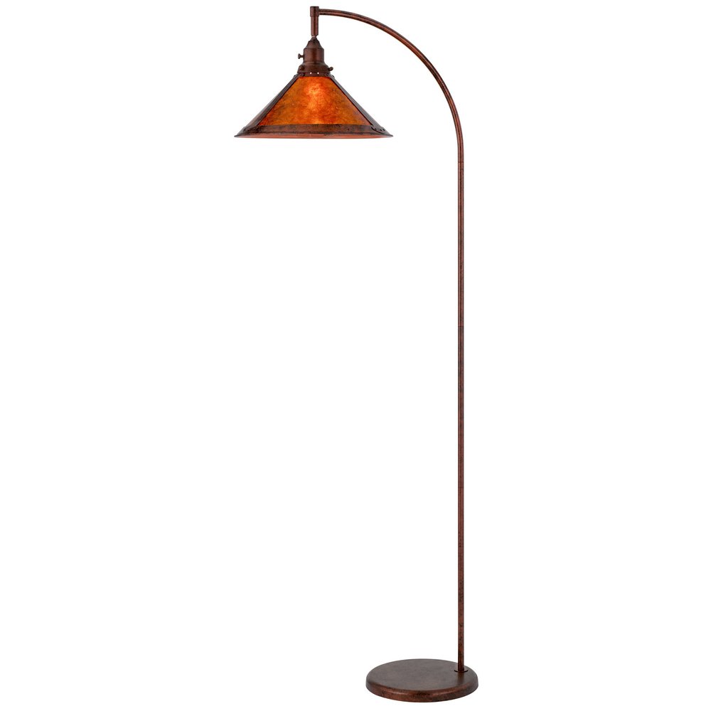 65" Rusted Traditional Shaped Floor Lamp With Rust Empire Shade. Floor lamp isolated on a plain white background, finished in brown metal.