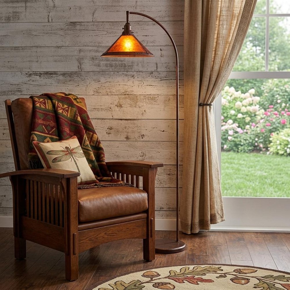 65" Rusted Traditional Shaped Floor Lamp With Rust Empire Shade