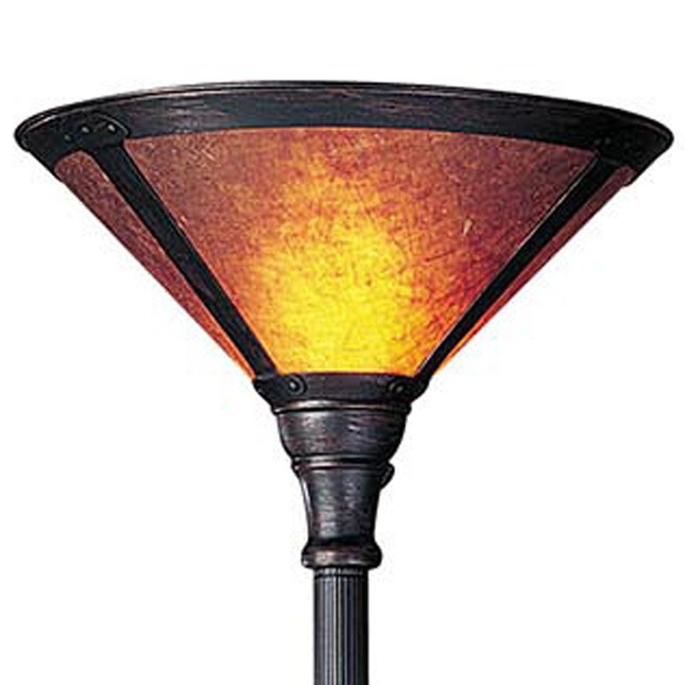 71" Rusted Torchiere Floor Lamp With Brown Dome Shade on a white background