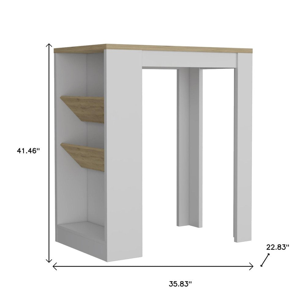Set of Two Oak and White Wood Kitchen Island And Pantry Cabinet on a white background