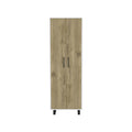 41" Natural and White Wood Kitchen Island Set With Storage. Kitchen cart isolated on a plain white background, in a white wood finish.