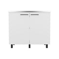 24" X 39" White Stainless Steel and Wood Utility Cabinet With Sink