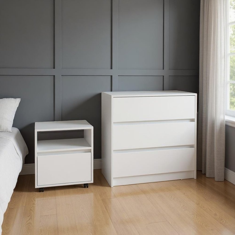 Two Piece White Bedroom Set in a home interior