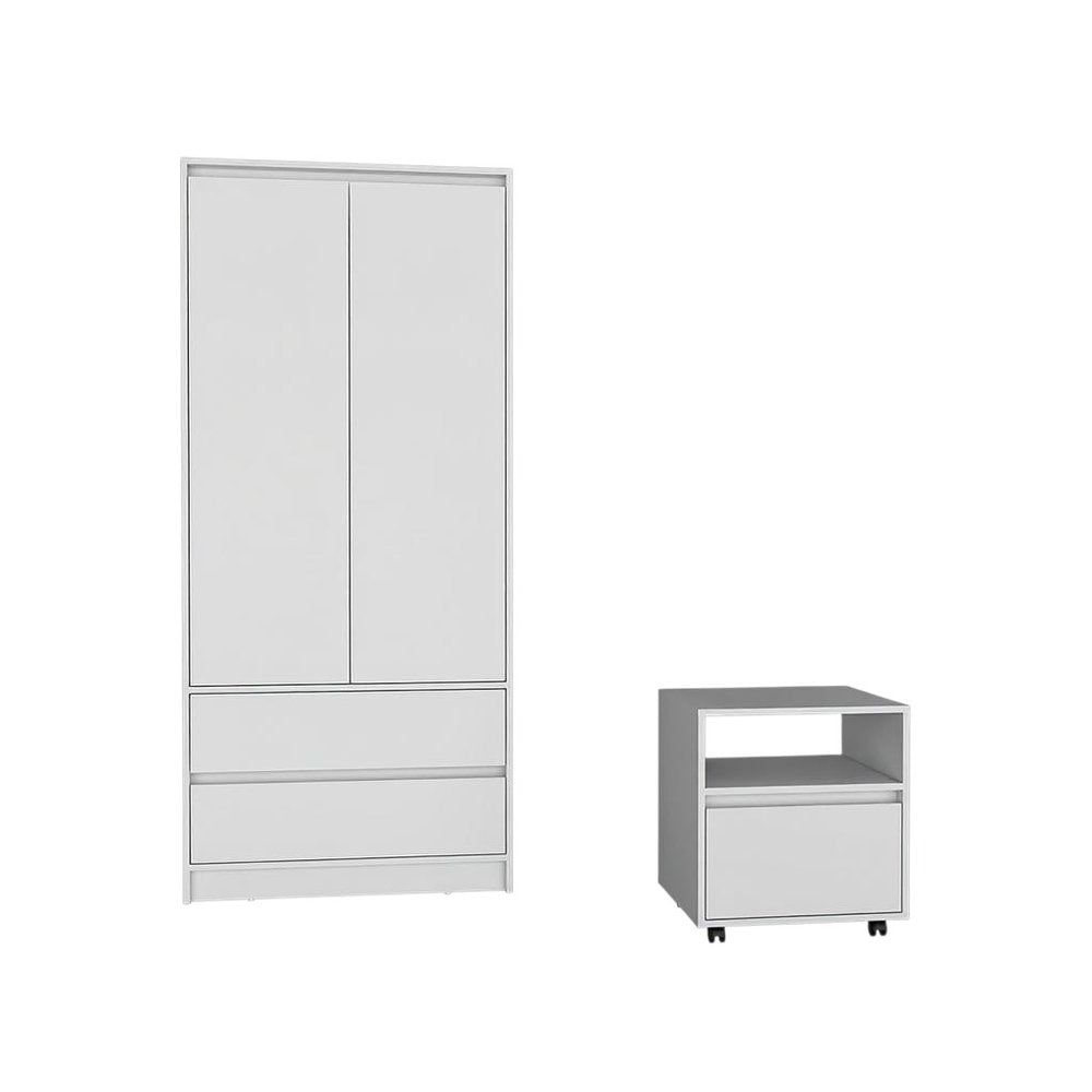 Two Piece White Bedroom Set - 20.47" H x 15.75" W x 15.75" D