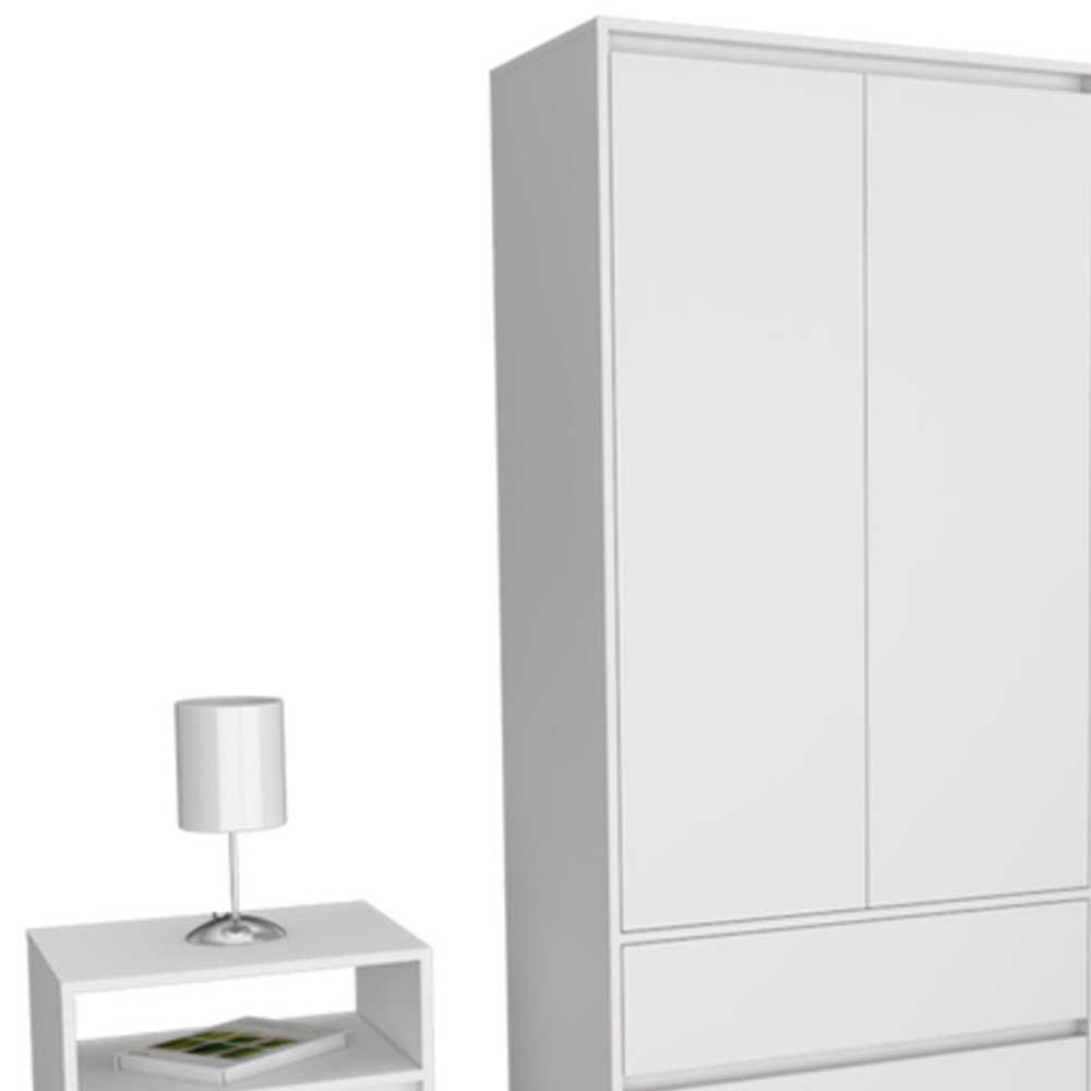 Three Piece White Bedroom Set on a white background