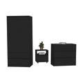 Three Piece Black Bedroom Set on a white background