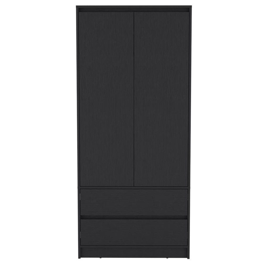 Three Piece Black Bedroom Set on a white background
