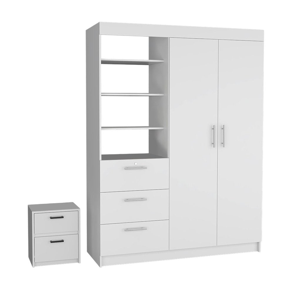 Two Piece White Bedroom Set on a white background