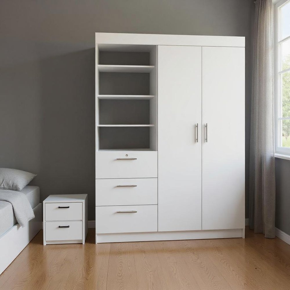 Two Piece White Bedroom Set in a home interior