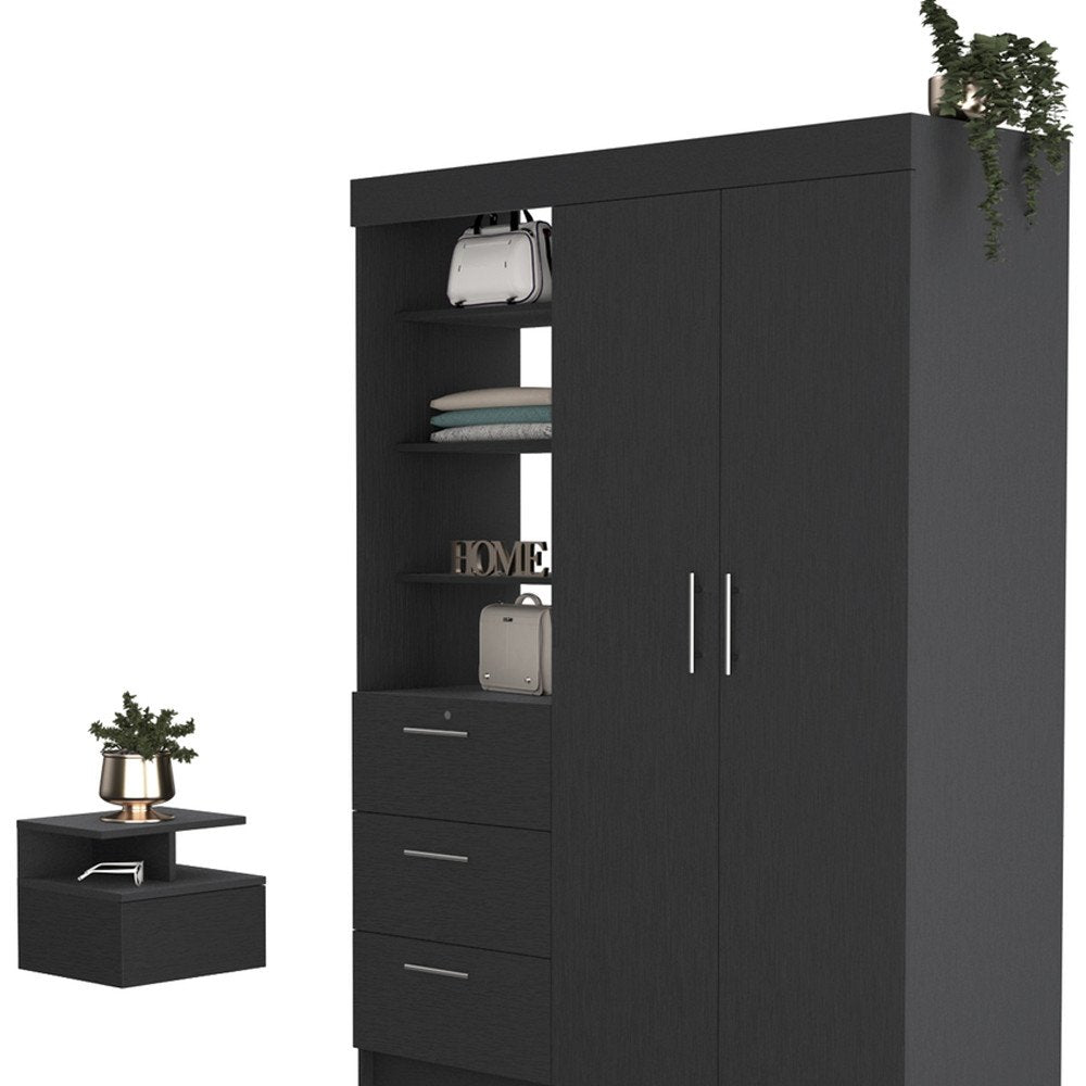Two Piece Black Bedroom Set on a white background