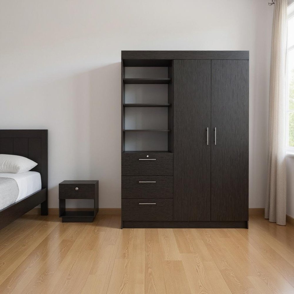 Two Piece Black Bedroom Set on a white background