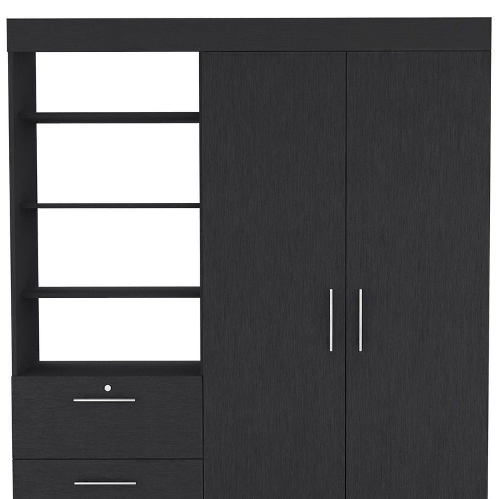 Two Piece Black Bedroom Set on a white background