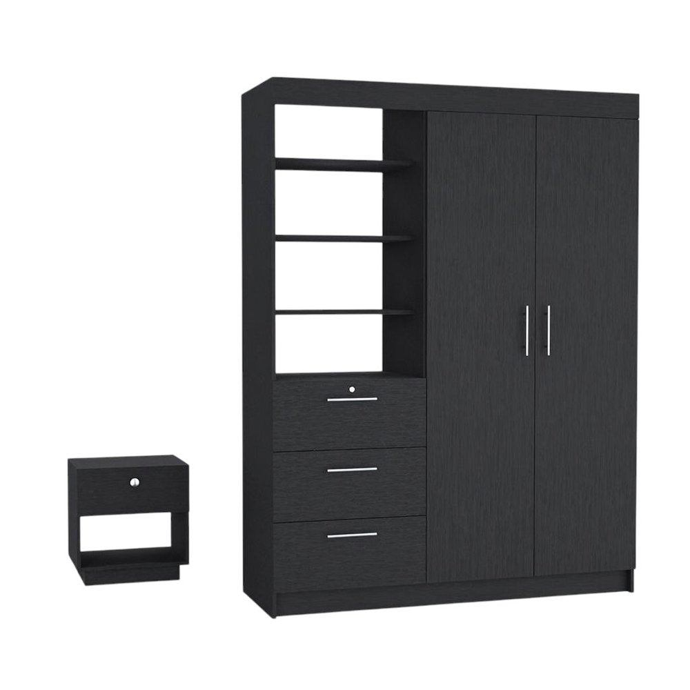 Two Piece Black Bedroom Set on a white background